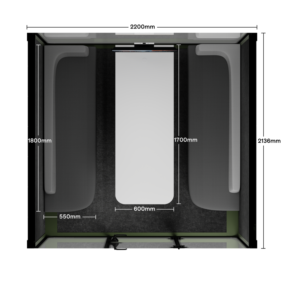 Meeting Booth Quell - 6 PersonDark Green / Furniture Set 1 / Dark Grey