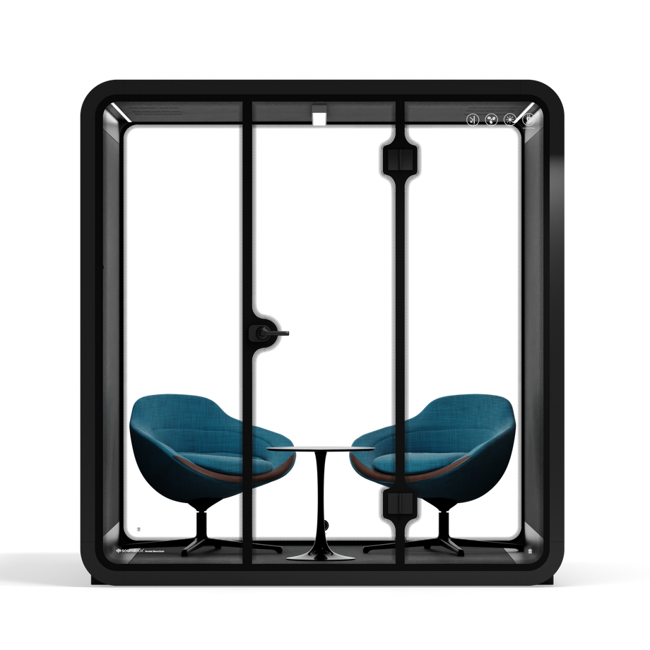 Meeting Booth Quell - 6 PersonBlack / Furniture Set 2 / Dark Grey