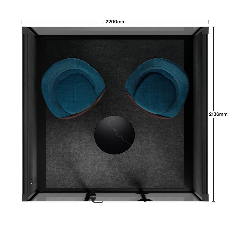 Meeting Booth Quell - 6 PersonBlack / Furniture Set 2 / Dark Grey