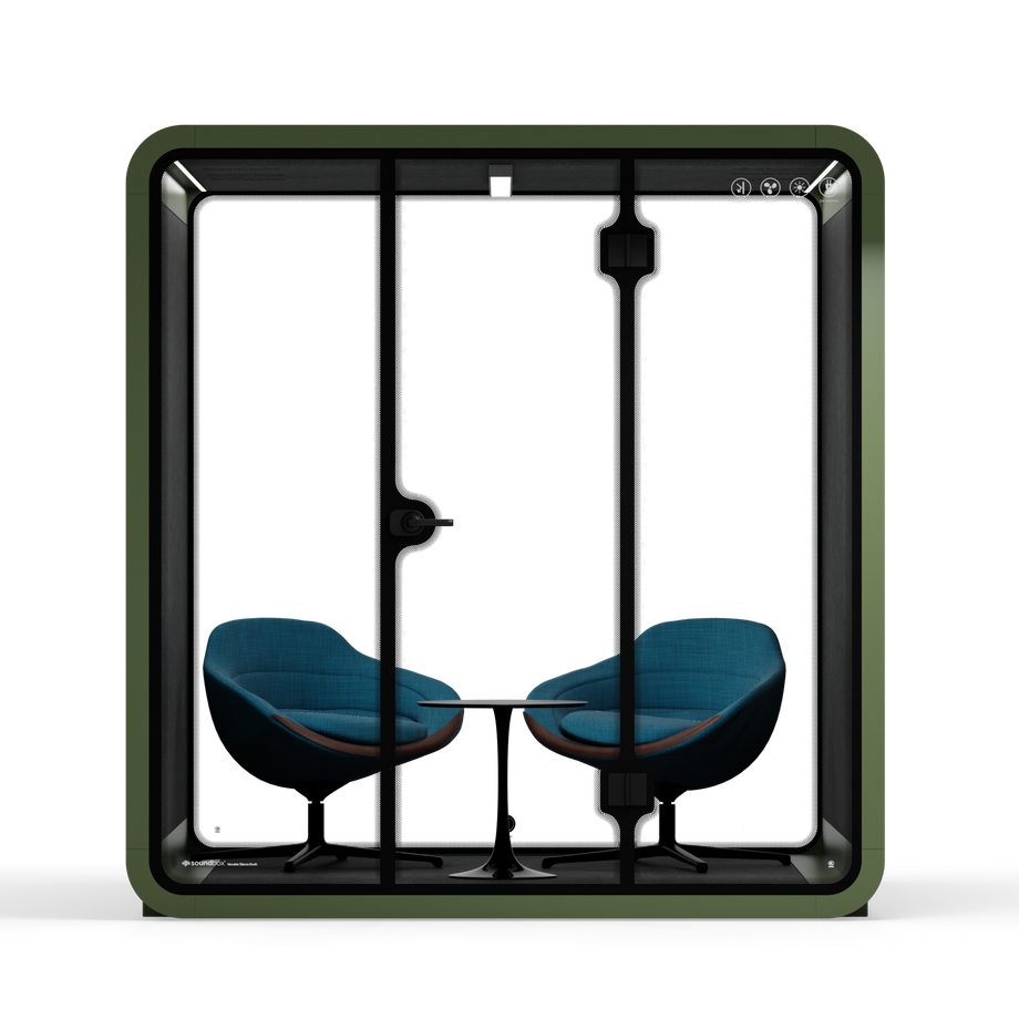 Meeting Booth Quell - 6 PersonDark Green / Furniture Set 2 / Dark Grey