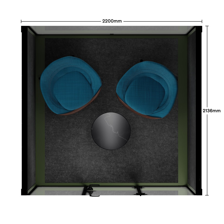 Meeting Booth Quell - 6 PersonDark Green / Furniture Set 2 / Dark Grey