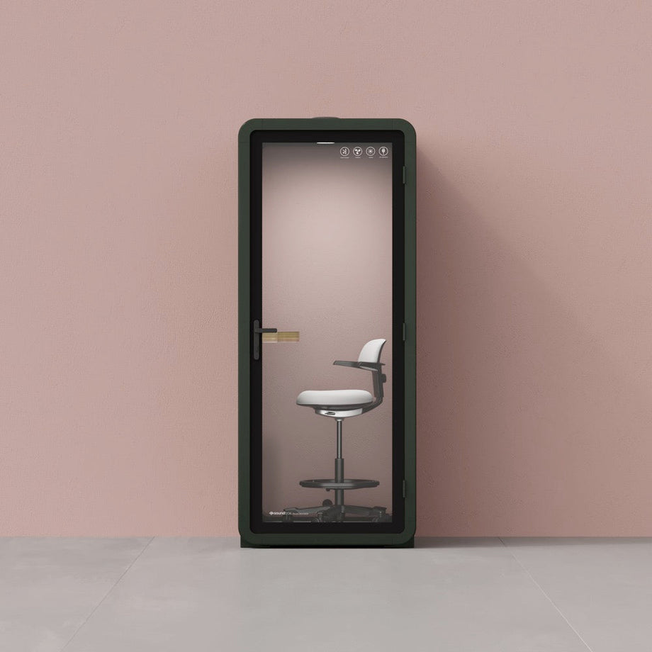 Office Pod Quell+ AcousticGreen / With Furniture / Dark Grey