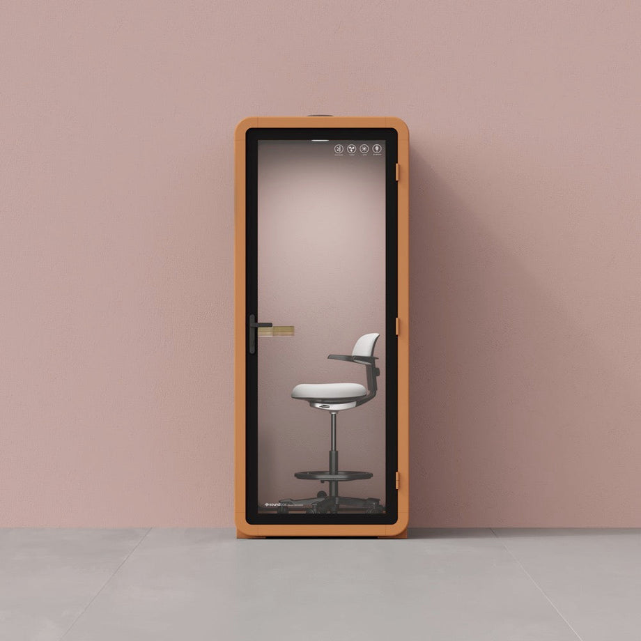 Office Pod Quell+ AcousticOrange / With Furniture / Dark Grey