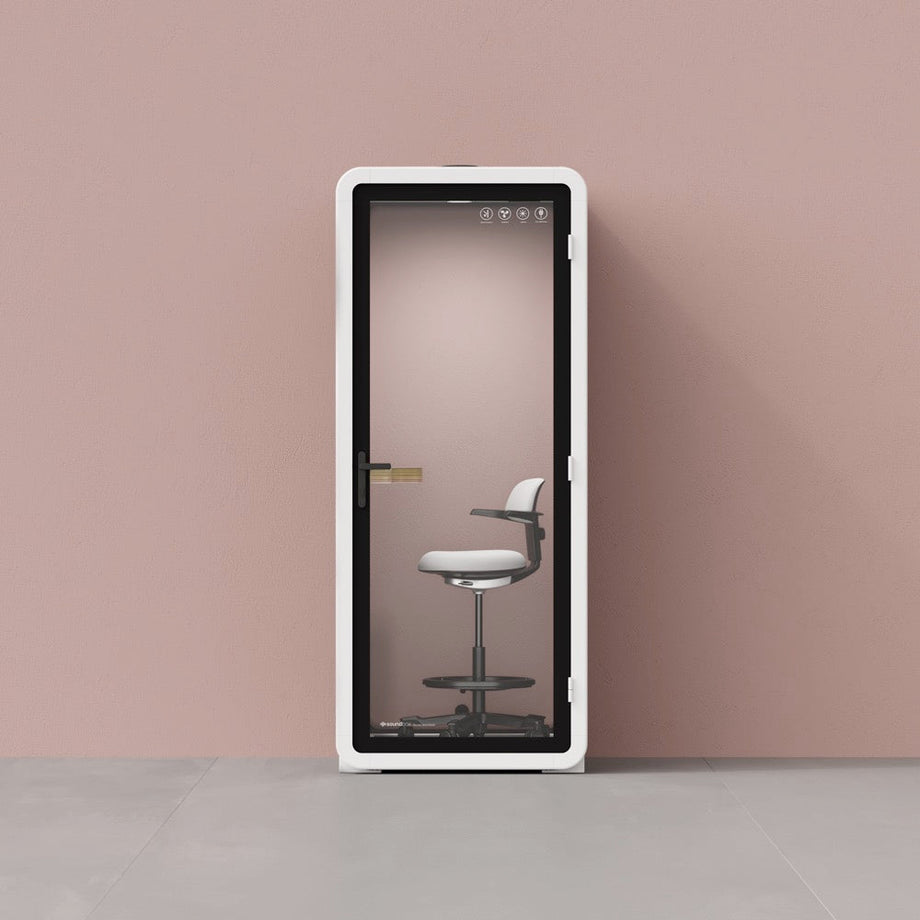 Office Pod Quell+ AcousticWhite / With Furniture / Dark Grey