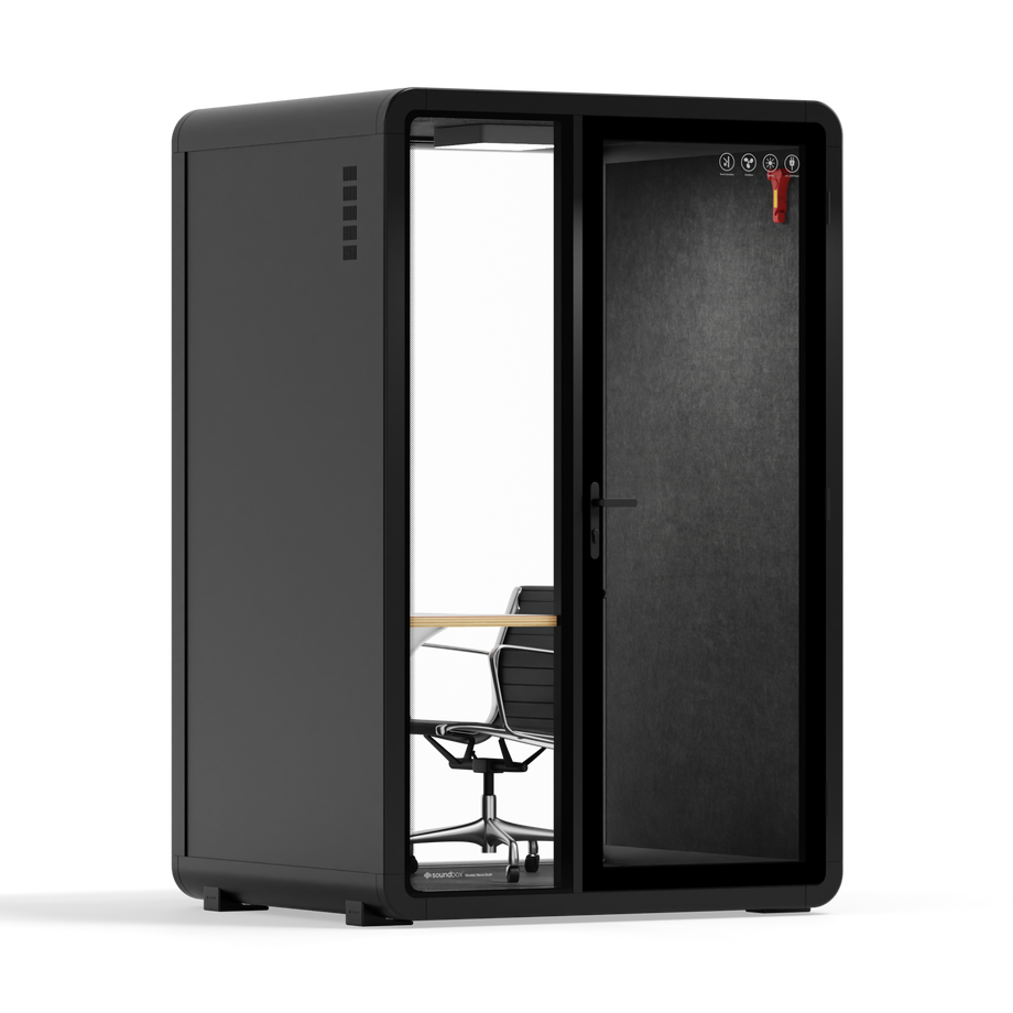 Quell - Quell+ - 2 Person PodBlack / Work Station + Designer Office Chair / Dark Gray