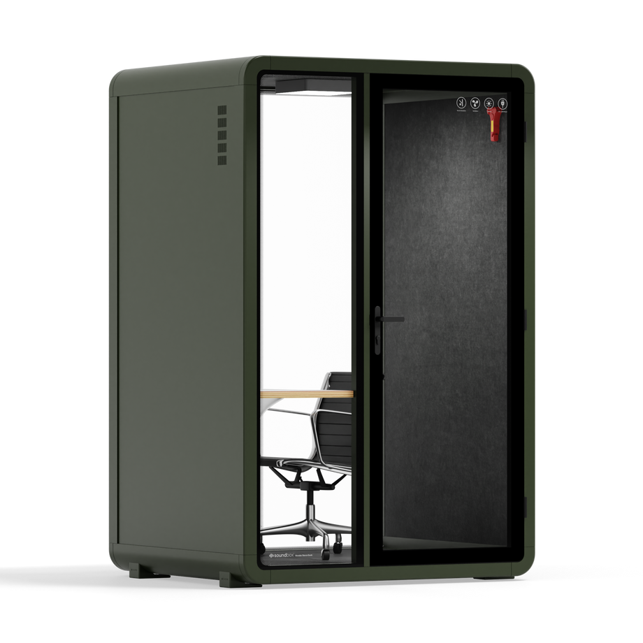 Quell - Quell+ - 2 Person PodDark Green / Work Station + Designer Office Chair / Dark Gray