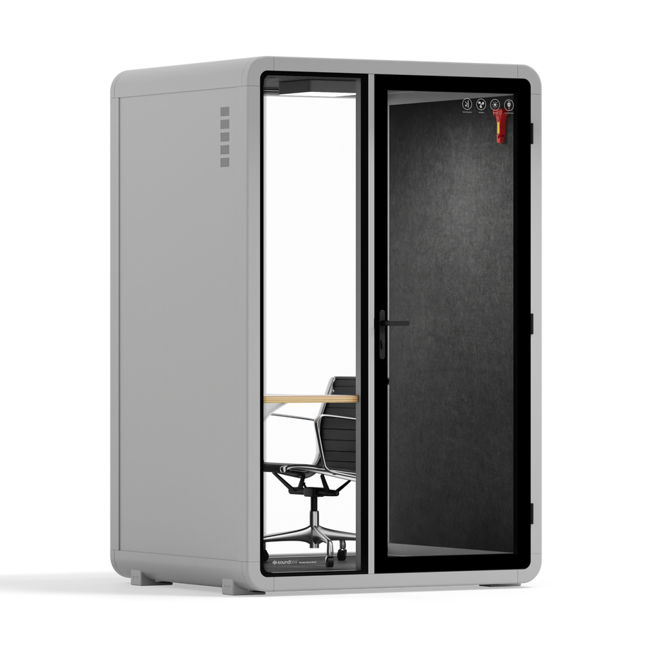 Quell - Quell+ - 2 Person PodLight Grey / Work Station + Designer Office Chair / Dark Gray