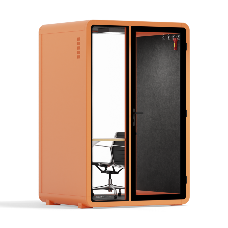 Quell - Quell+ - 2 Person PodOrange / Work Station + Designer Office Chair / Dark Gray