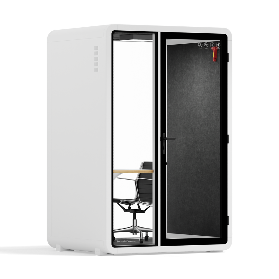 Quell - Quell+ - 2 Person PodWhite / Work Station + Designer Office Chair / Dark Gray