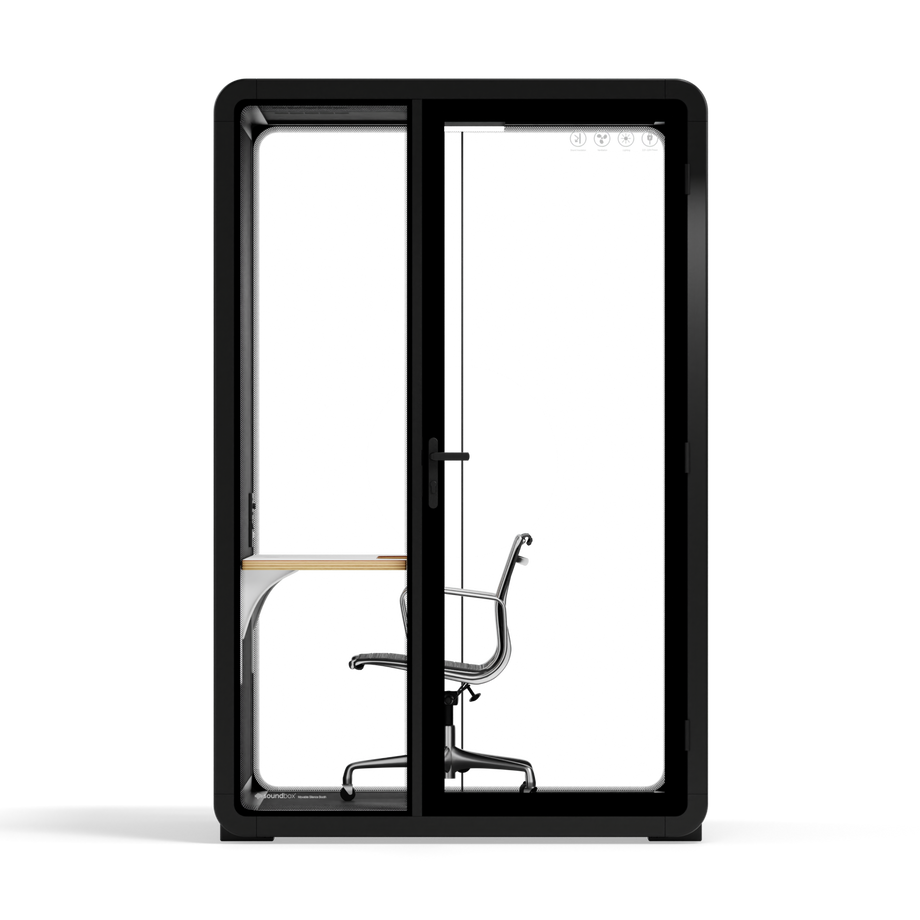 Quell - Quell+ - 2 Person PodBlack / Work Station + Designer Office Chair / Dark Gray