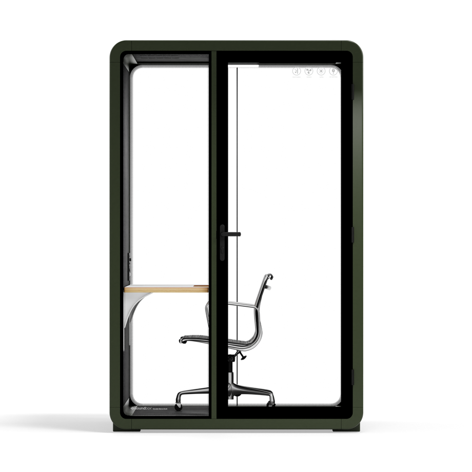 Quell - Quell+ - 2 Person PodDark Green / Work Station + Designer Office Chair / Dark Gray