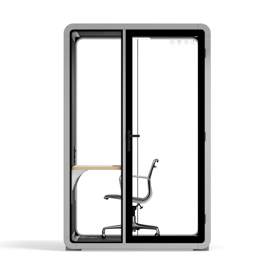 Quell - Quell+ - 2 Person PodLight Grey / Work Station + Designer Office Chair / Dark Gray