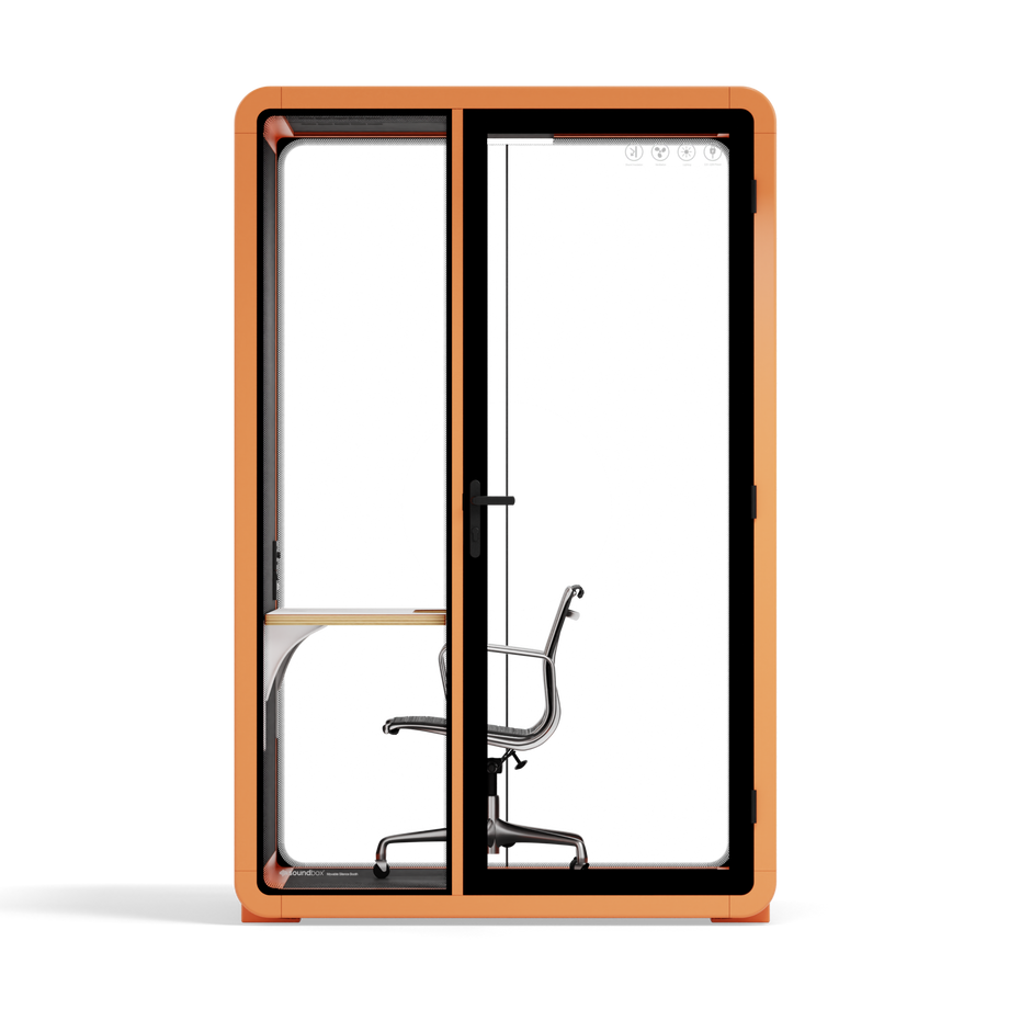 Quell - Quell+ - 2 Person PodOrange / Work Station + Designer Office Chair / Dark Gray