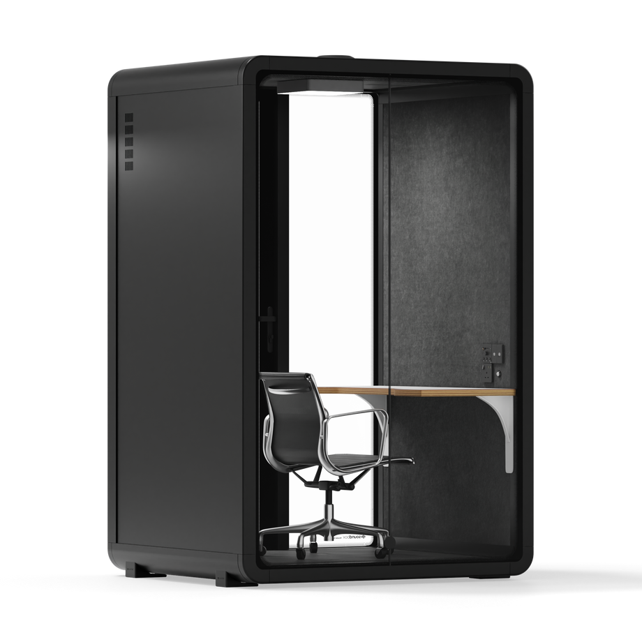 Quell - Quell+ - 2 Person PodBlack / Work Station + Designer Office Chair / Dark Gray