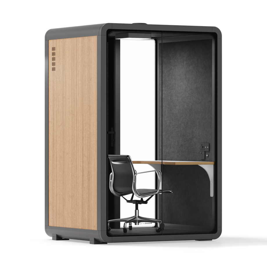 Quell - Quell+ - 2 Person PodWooden / Work Station + Designer Office Chair / Dark Gray