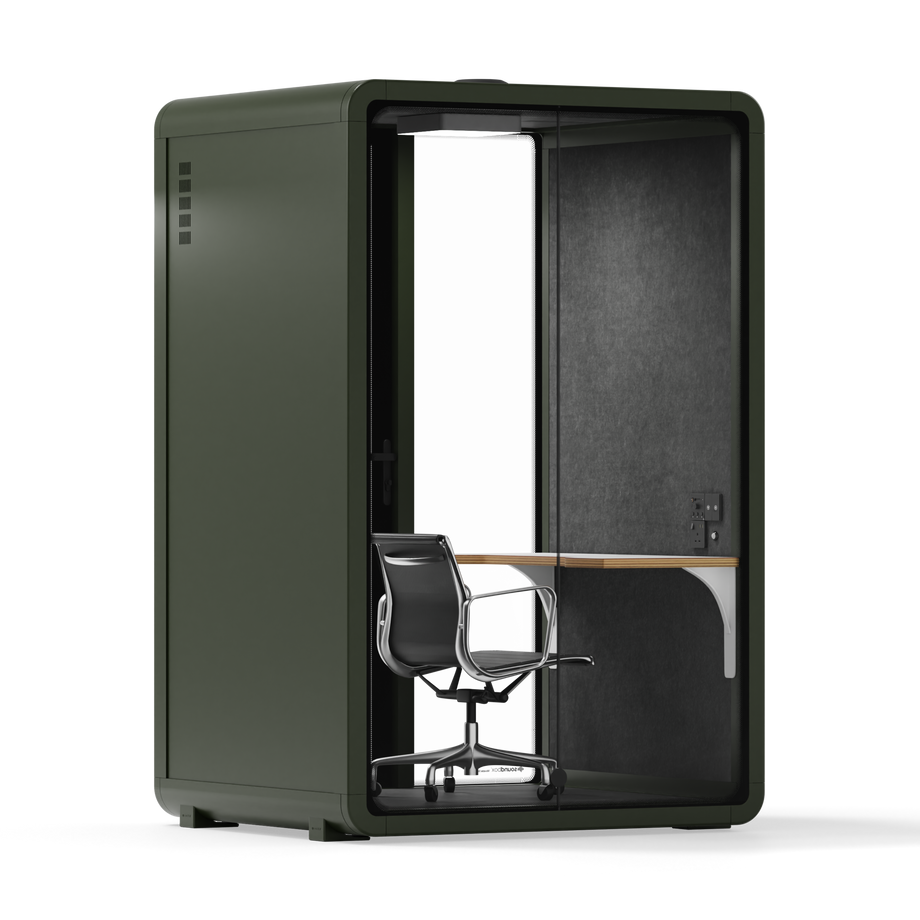 Quell - Quell+ - 2 Person PodDark Green / Work Station + Designer Office Chair / Dark Gray