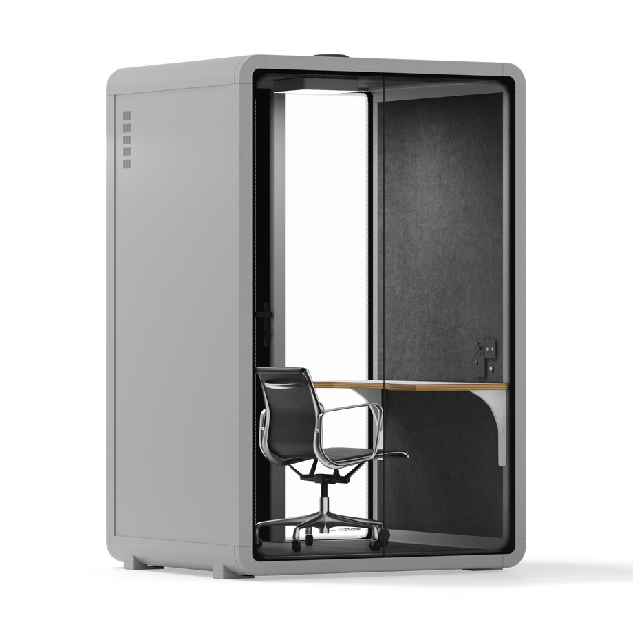 Quell - Quell+ - 2 Person PodLight Grey / Work Station + Designer Office Chair / Dark Gray