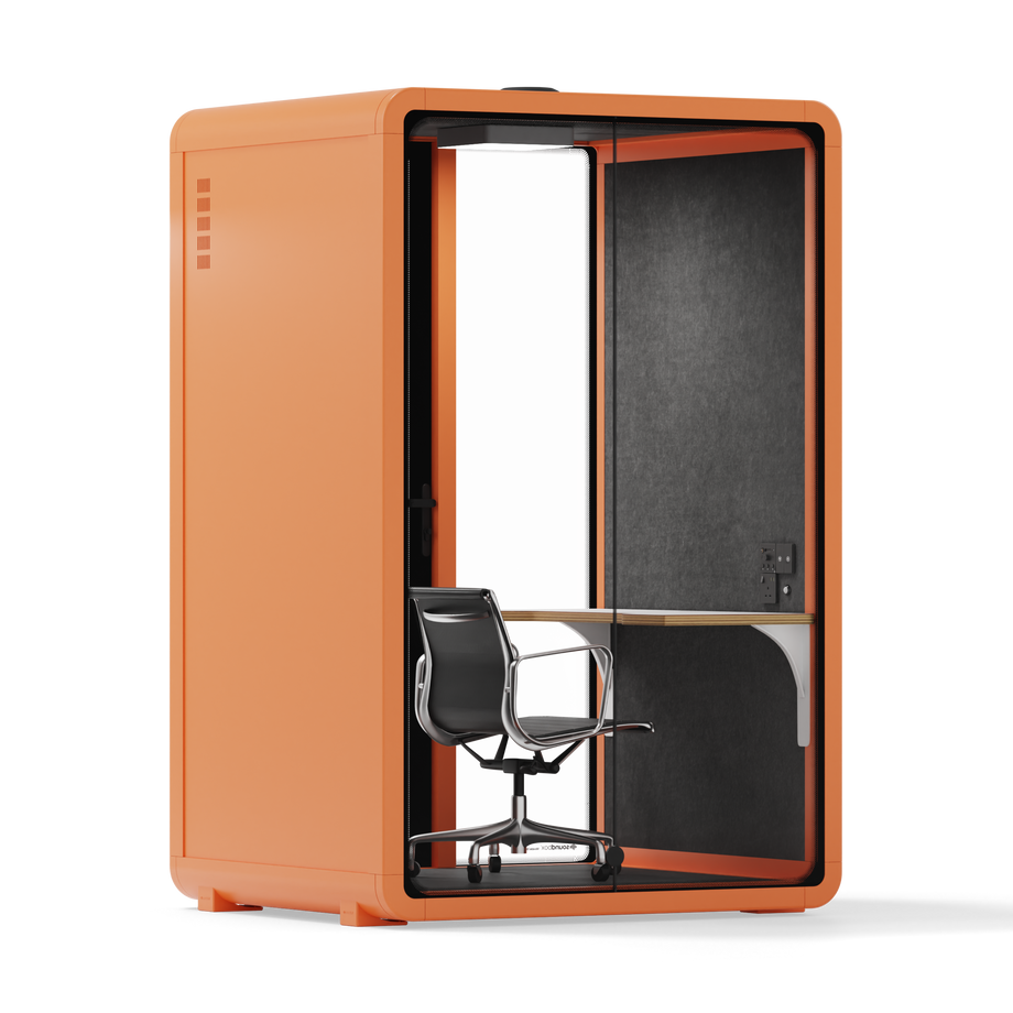 Quell - Quell+ - 2 Person PodOrange / Work Station + Designer Office Chair / Dark Gray