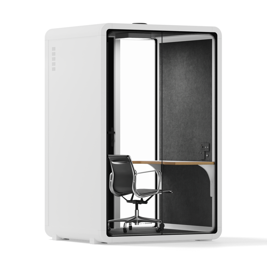 Quell - Quell+ - 2 Person PodWhite / Work Station + Designer Office Chair / Dark Gray