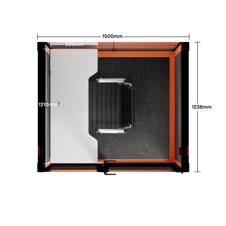 Quell - Quell+ - 2 Person PodOrange / Work Station + Designer Office Chair / Dark Gray