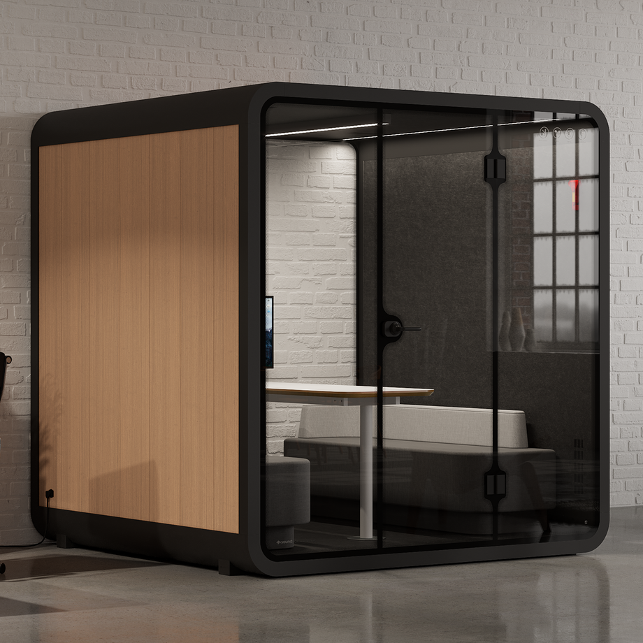 Meeting Booth Quell - 6 PersonWooden / Furniture Set 1 / Dark Grey