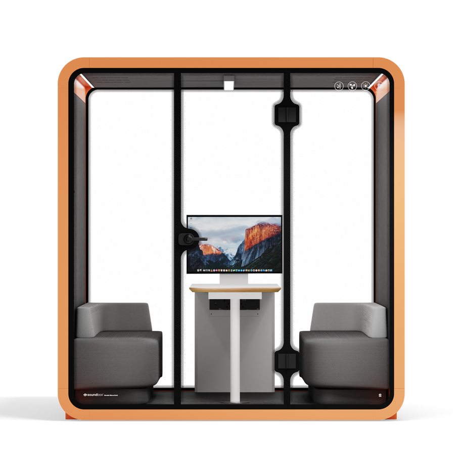 Meeting Booth Quell - 6 PersonOrange / Furniture Set 1 / Dark Grey