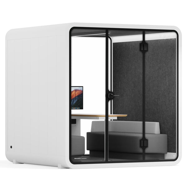Meeting Booth Quell - 6 Person by Soundbox Store – soundproof office pod with glass doors, ventilation, and modular design
