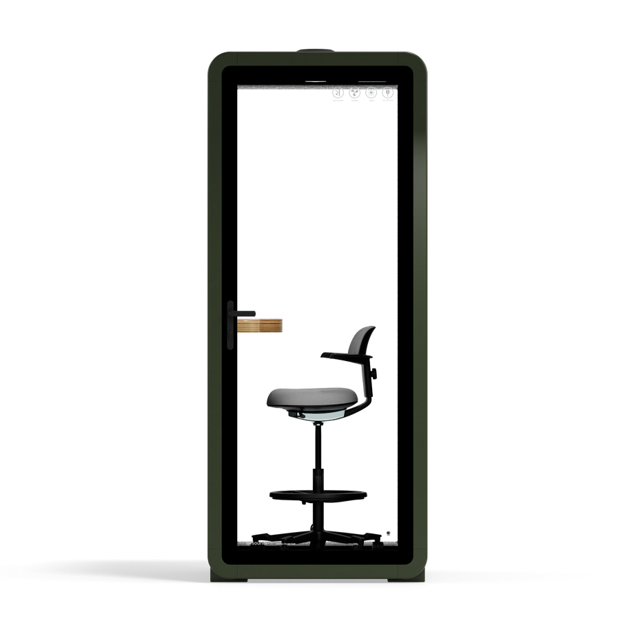 Office Pod Quell+ AcousticGreen / With Furniture / Dark Grey