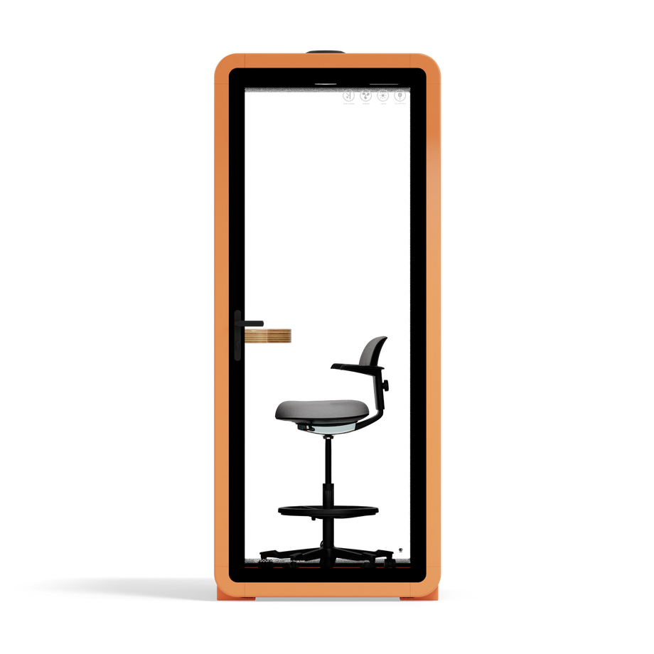 Office Pod Quell+ AcousticOrange / With Furniture / Dark Grey
