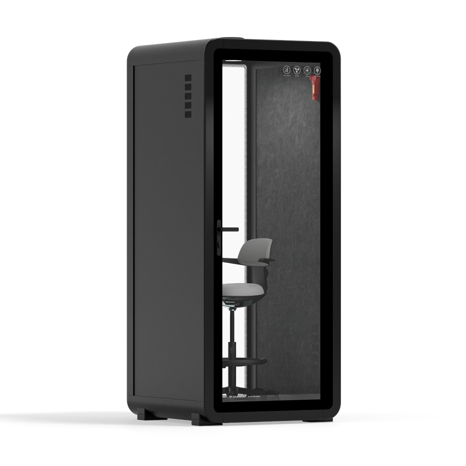 Office Pod Quell+ AcousticCharcoal / With Furniture / Dark Grey