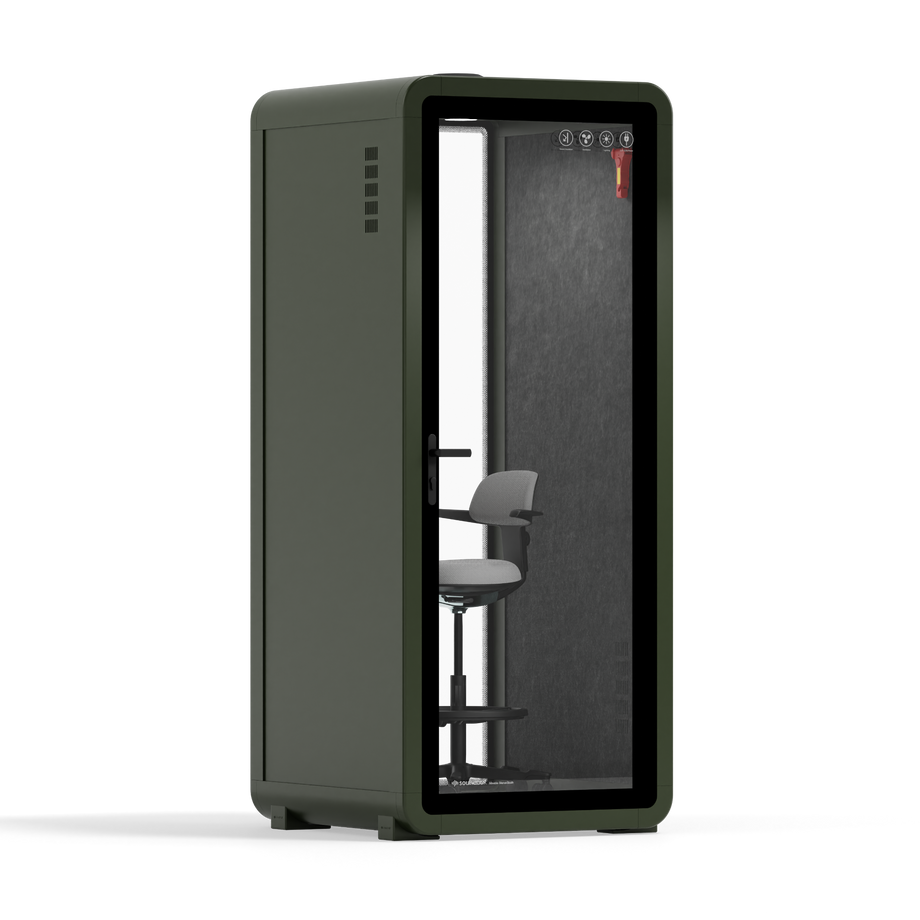 Office Pod Quell+ AcousticGreen / With Furniture / Dark Grey
