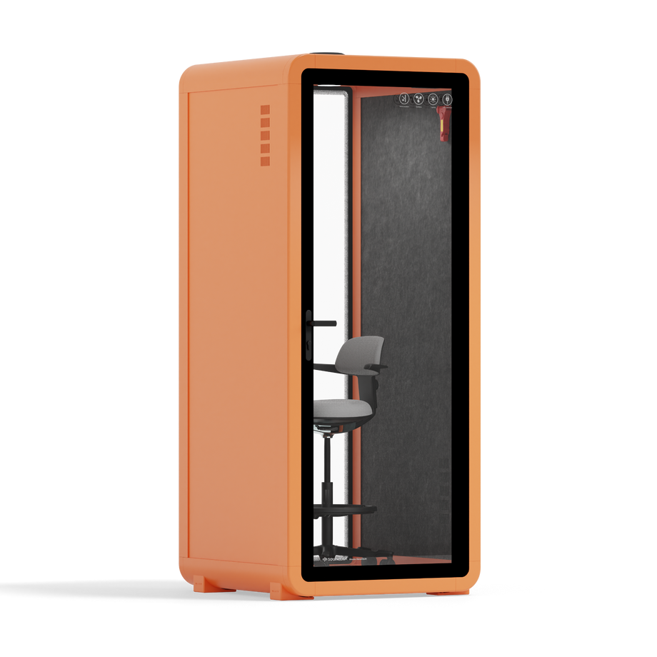 Office Pod Quell+ AcousticOrange / With Furniture / Dark Grey