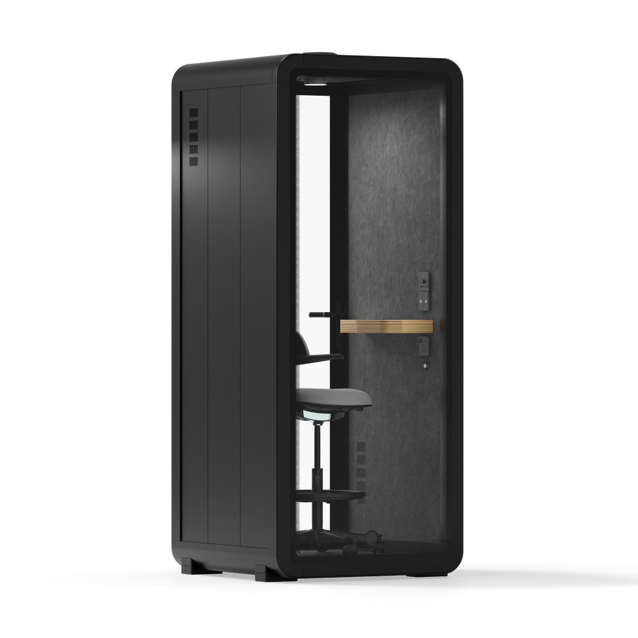 Office Pod Quell+ AcousticCharcoal / With Furniture / Dark Grey