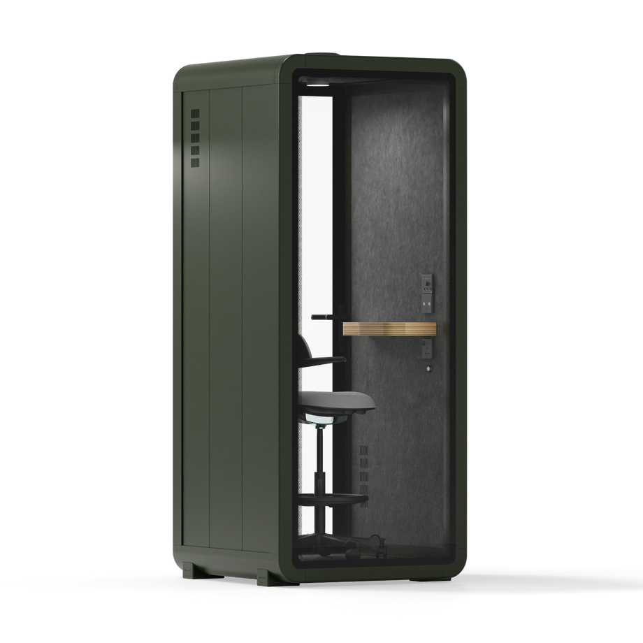 Office Pod Quell+ AcousticGreen / With Furniture / Dark Grey
