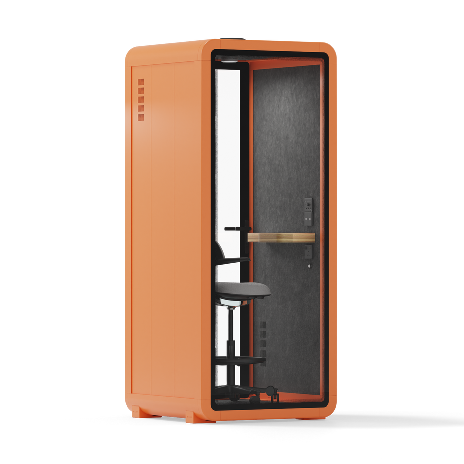 Office Pod Quell+ AcousticOrange / With Furniture / Dark Grey