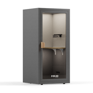 dark grey office phone booth folio stand up no stool